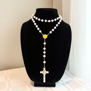 Saint Benedict White and Gold Prayer Rosary